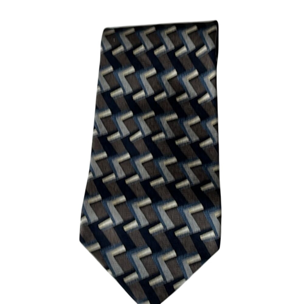 Milano Umo Mens Silk Tie Geometric‎ Design 100% Silk